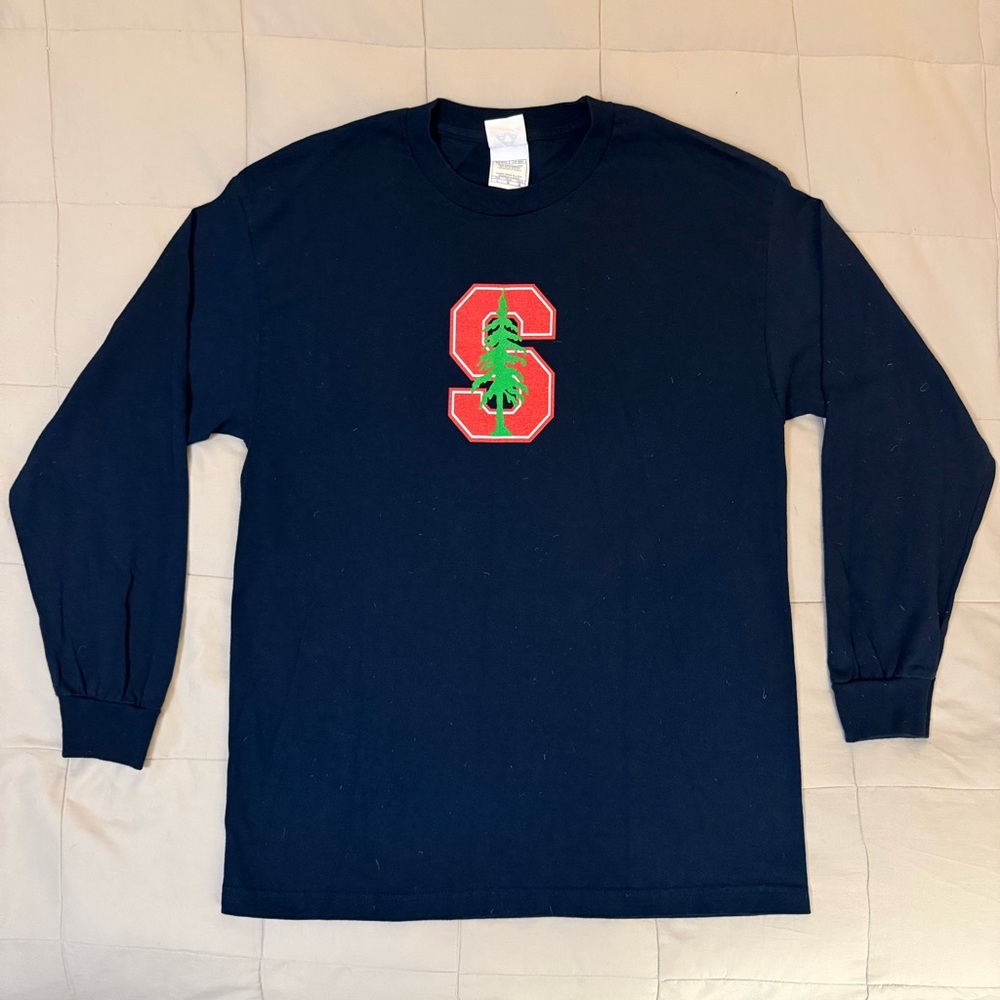 Stanford University Jim Plunkett Hall of Fame Navy Long Sleeve Shirt sz L